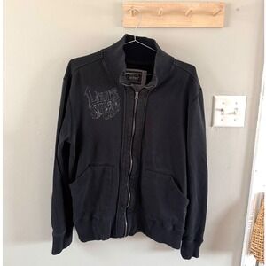 Vintage Y2k Levi's Hoodie Full Zip Embroidered Jacket Mens M Spell Out Skull